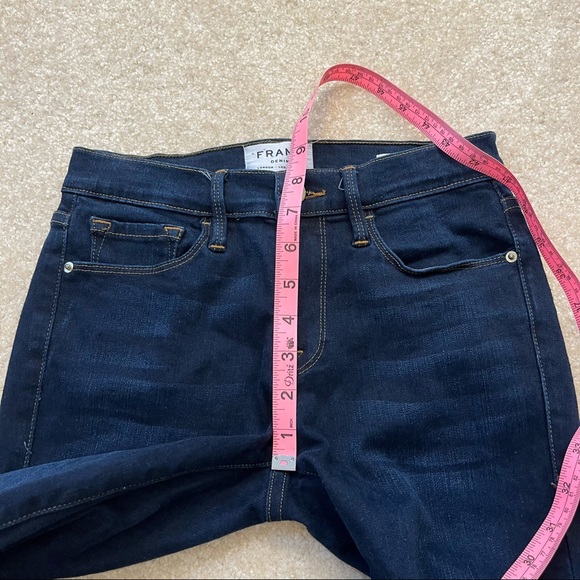 Frame Denim Le Skinny De Jeanne Frayed Sweetheart Hem Womens 24 Longstreet Blue - Picture 8 of 12